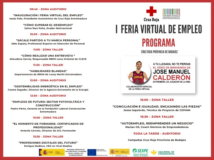 Programa I Feria Virtual Empleo Cruz Roja Prov Badajoz